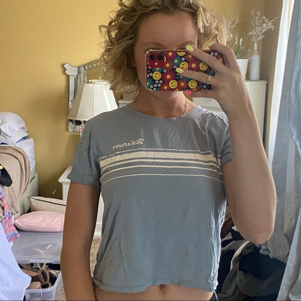Light Blue Graphic Crop Top